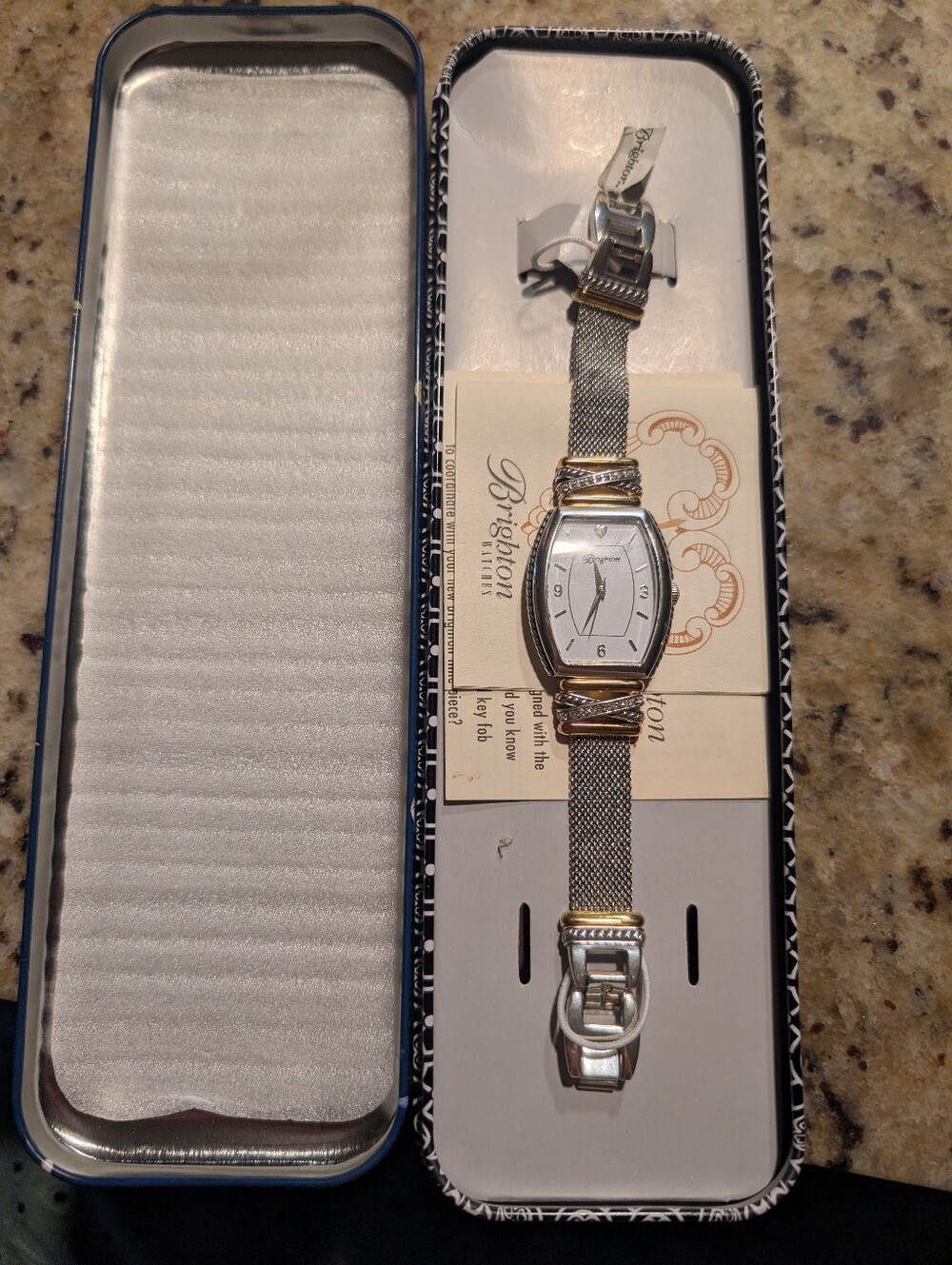 Brighton Zurich Two Toned Gold Silver Neptune's Rings Motif Watch Womens